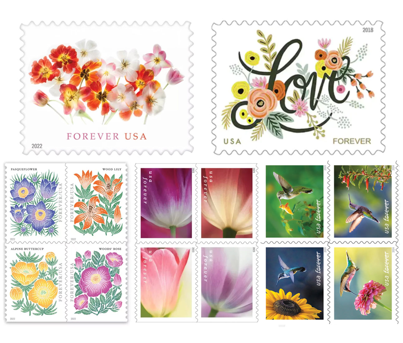 Big Sales!  Flower Bouquet Collection Stamps,500 Pcs - Forever Stamps