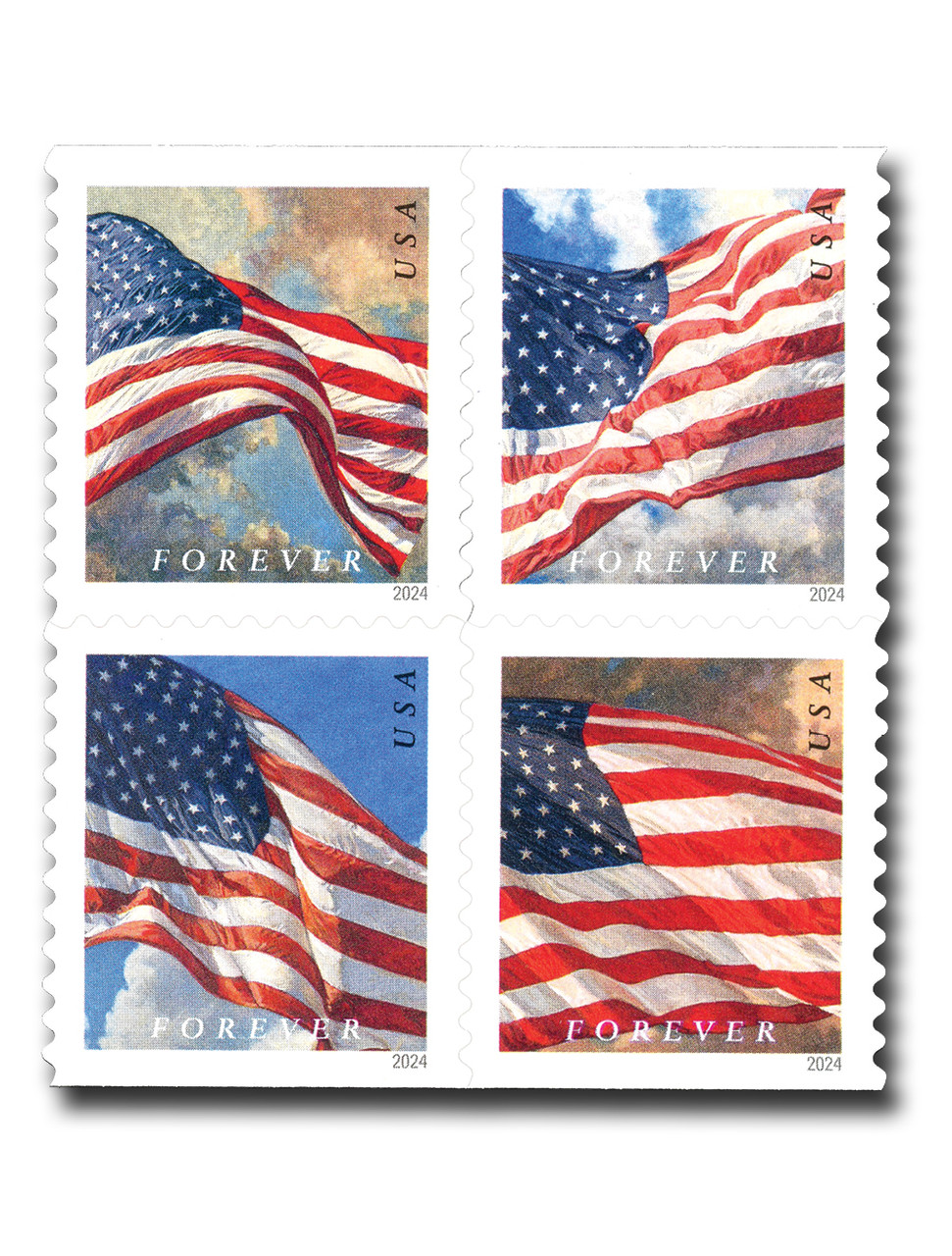 2024 U.S. Flags Stamps, roll of 100 PCS - Forever Stamps